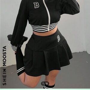 Sporty Black Skirt Set